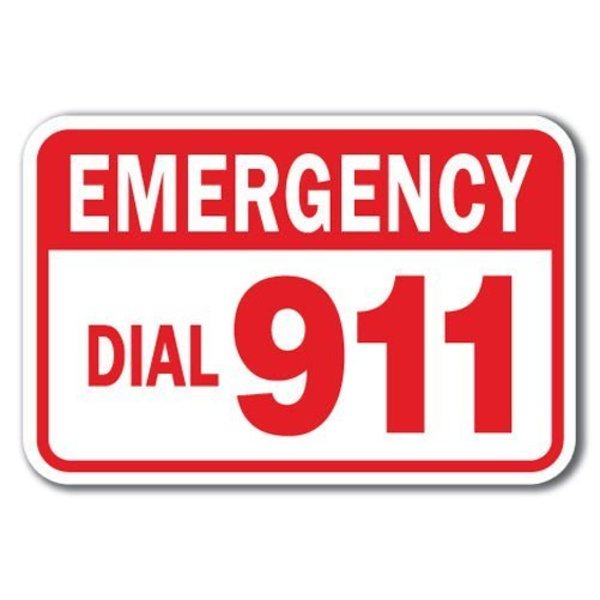 Signmission Safety Sign, 12 in Height, Aluminum, 18 in Length, 911 - Emerg Dial 911 A-1218 911 - Emerg Dial 911